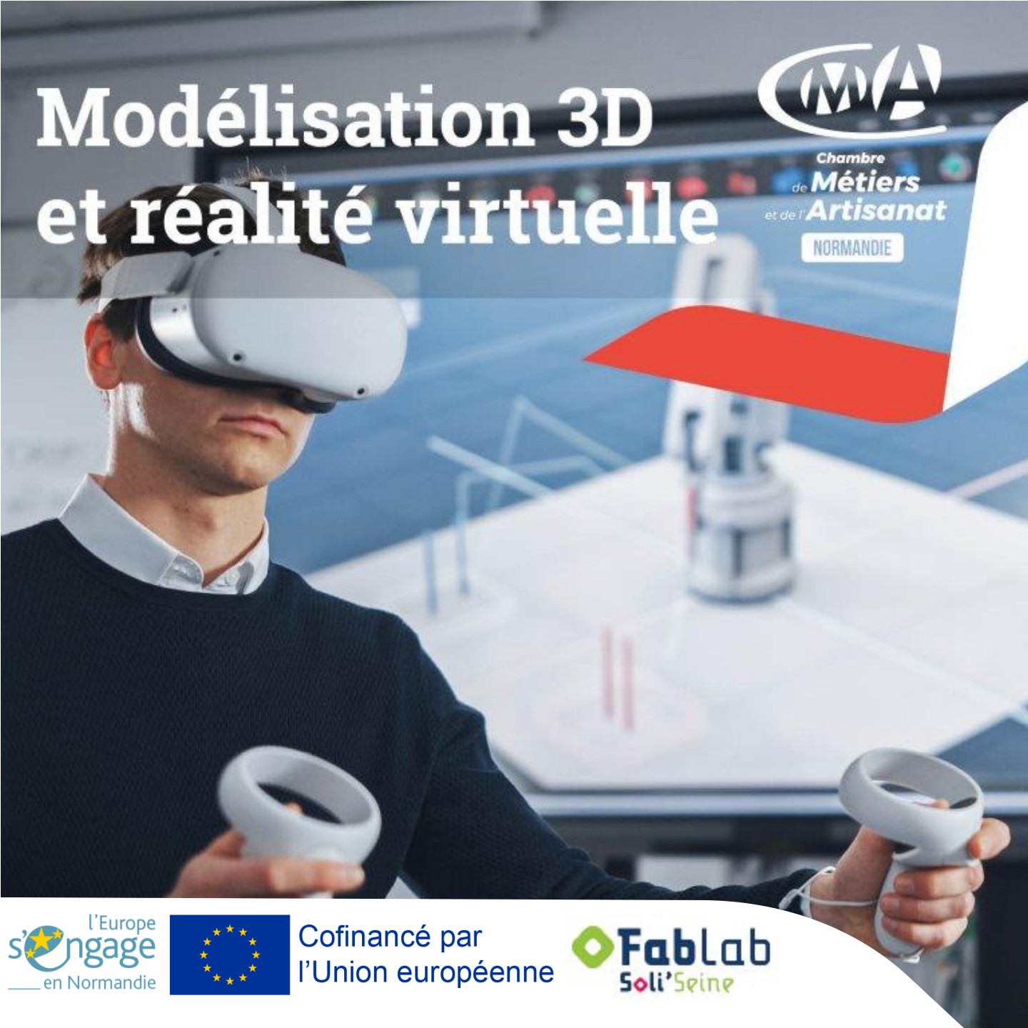 Atelier découverte modélisation 3D et Réalité Virtuelle au FabLab Soli’Seine (76)